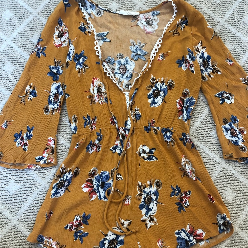 Urban Outfitters Yellow Floral Romper